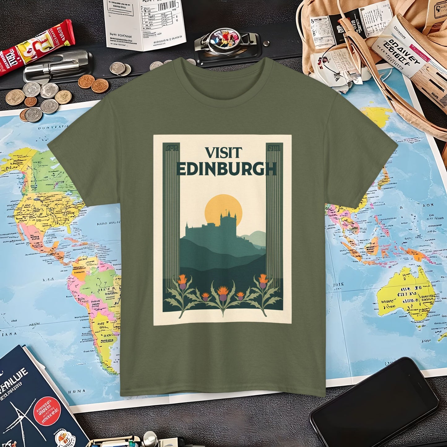Edinburgh Poster Air Travel T-Shirts | Jetsetter, Airport, and International Flight Tees