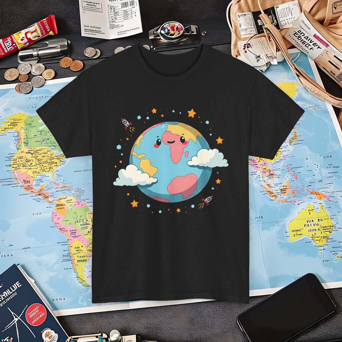 Kawaii Globe Air Travel T-Shirts | Jetsetter, Airport, and International Flight Tees