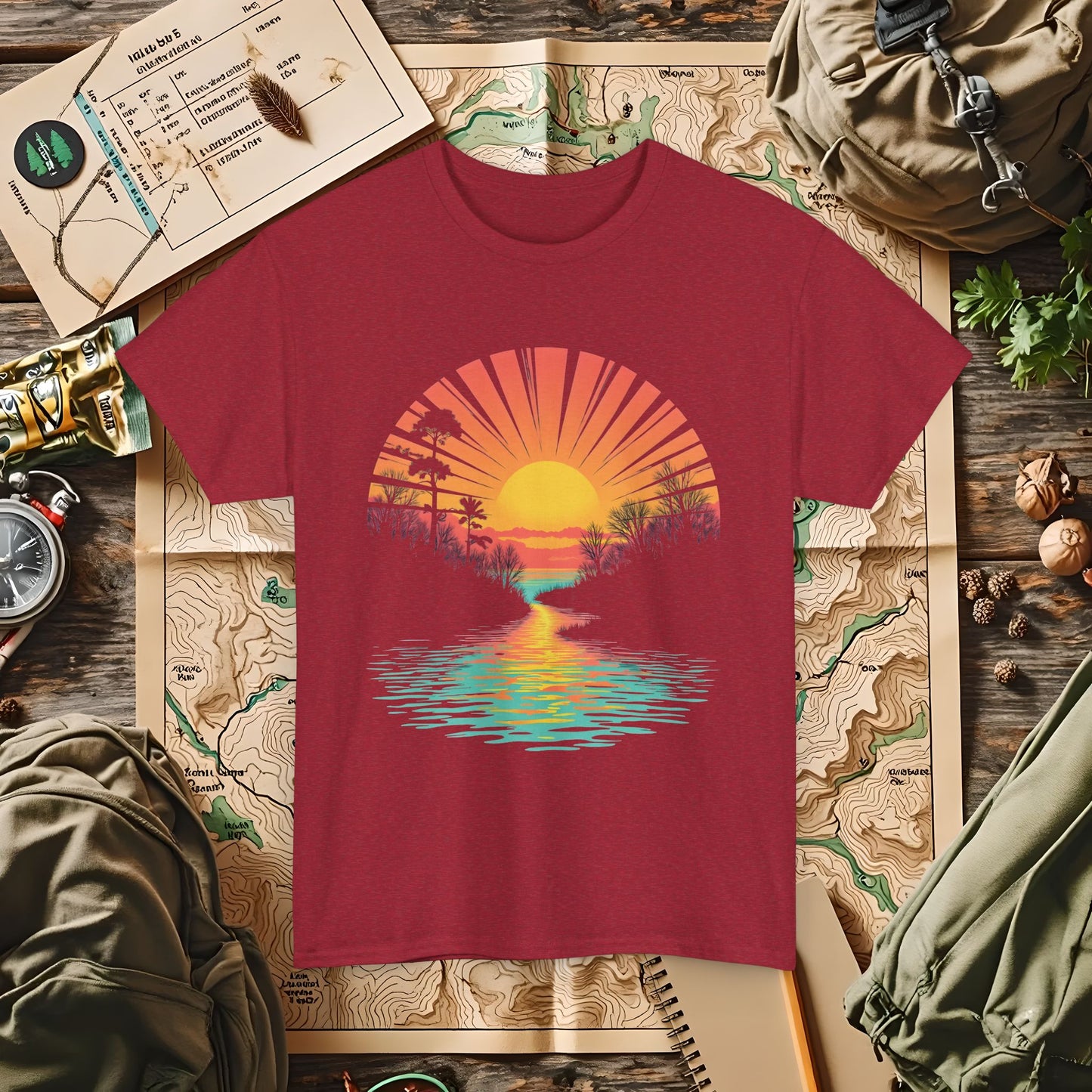 Quirky Sunset Outdoor Adventure T-Shirts | Camping, Hiking, Rafting & Kayaking Tees for Nature Lovers
