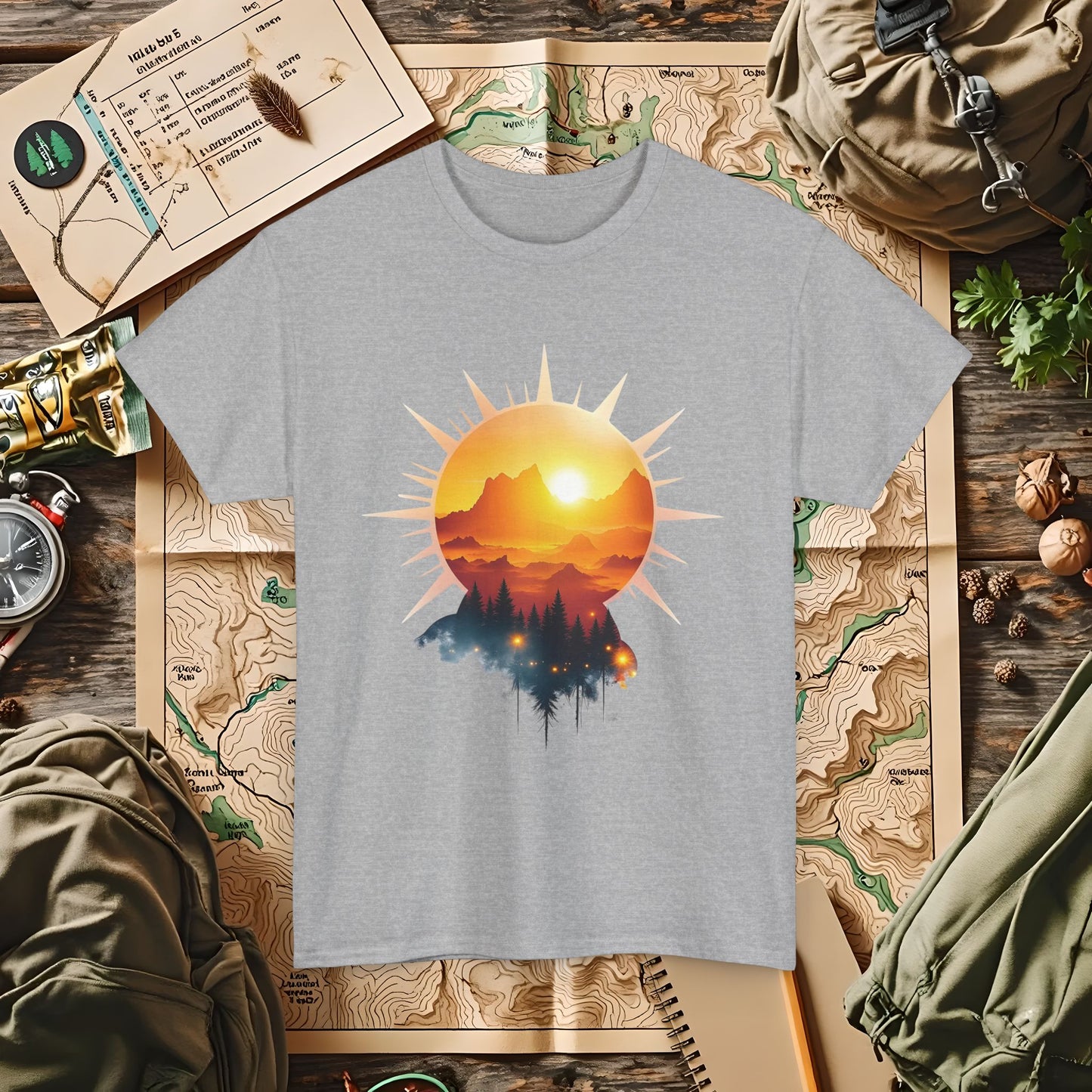 Golden Horizon Outdoor Adventure T-Shirts | Camping, Hiking, Rafting & Kayaking Tees for Nature Lovers