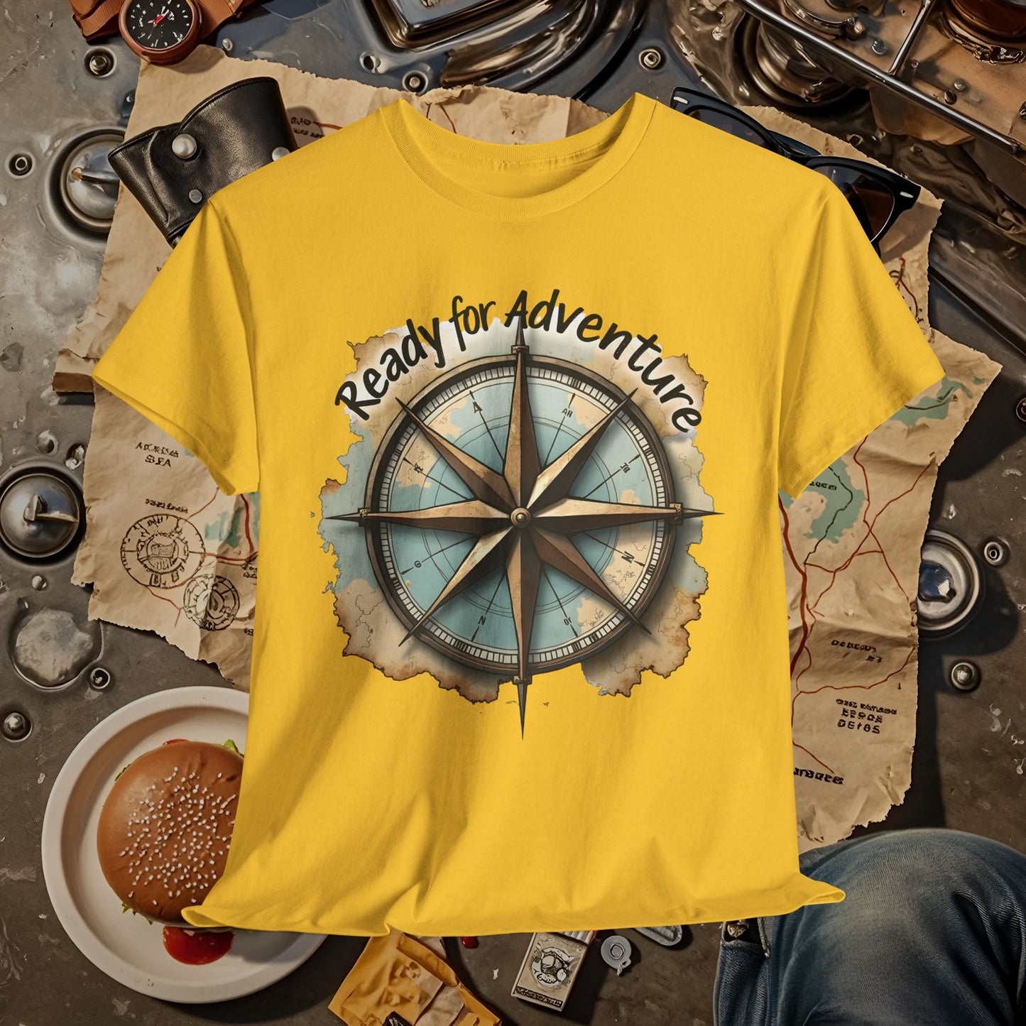 Ready for Adventure Compass Road Trip & Vehicle Travel T-Shirts | Car, RV, and Motorcycle Adventure Tees