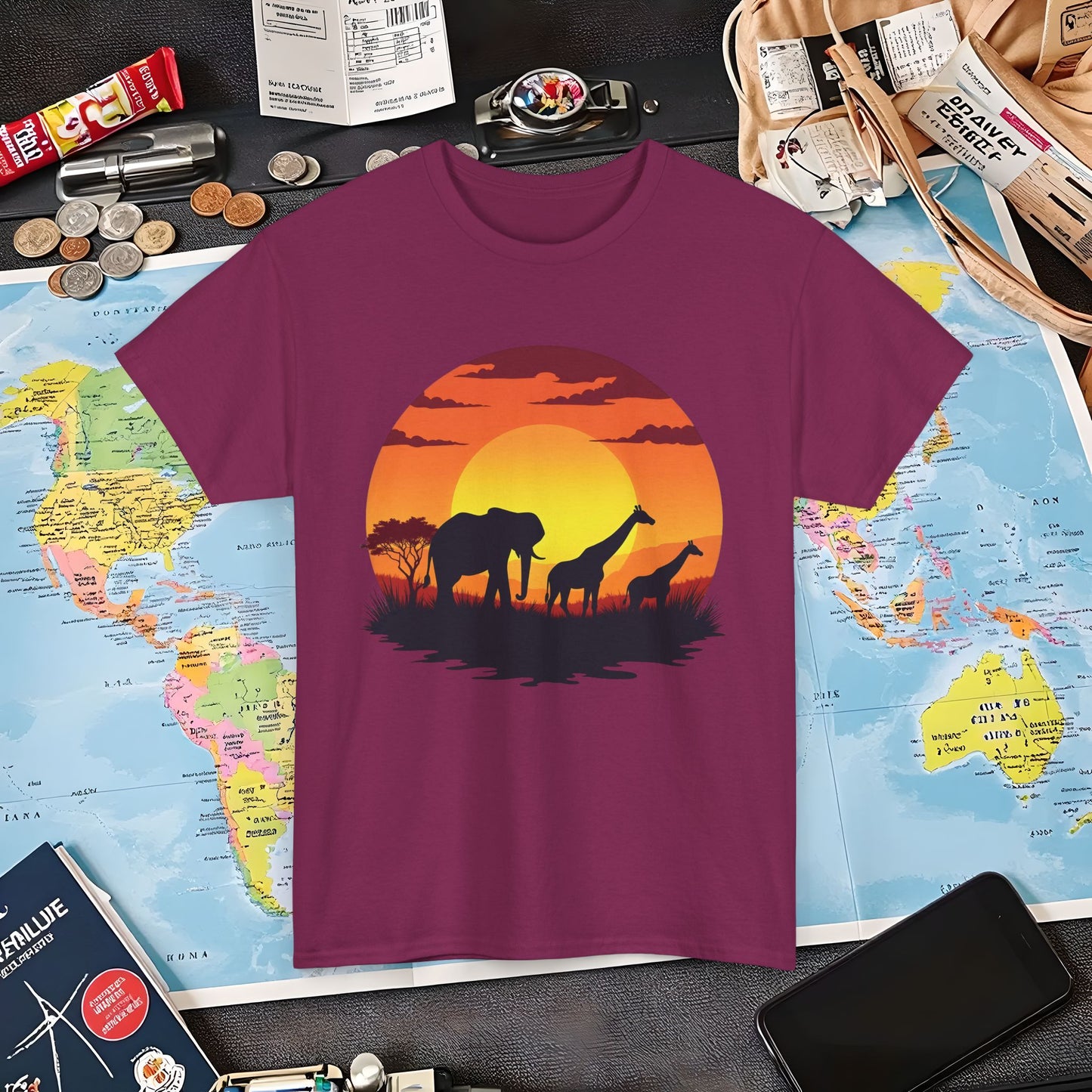 Savanna Silhouettes Air Travel T-Shirts | Jetsetter, Airport, and International Flight Tees