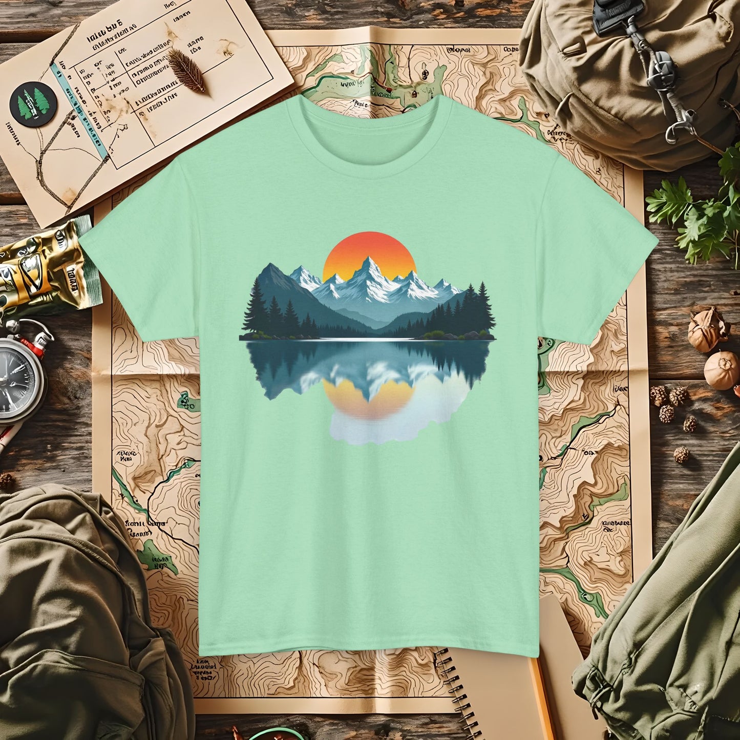 Mountain Reflection Outdoor Adventure T-Shirts | Camping, Hiking, Rafting & Kayaking Tees for Nature Lovers