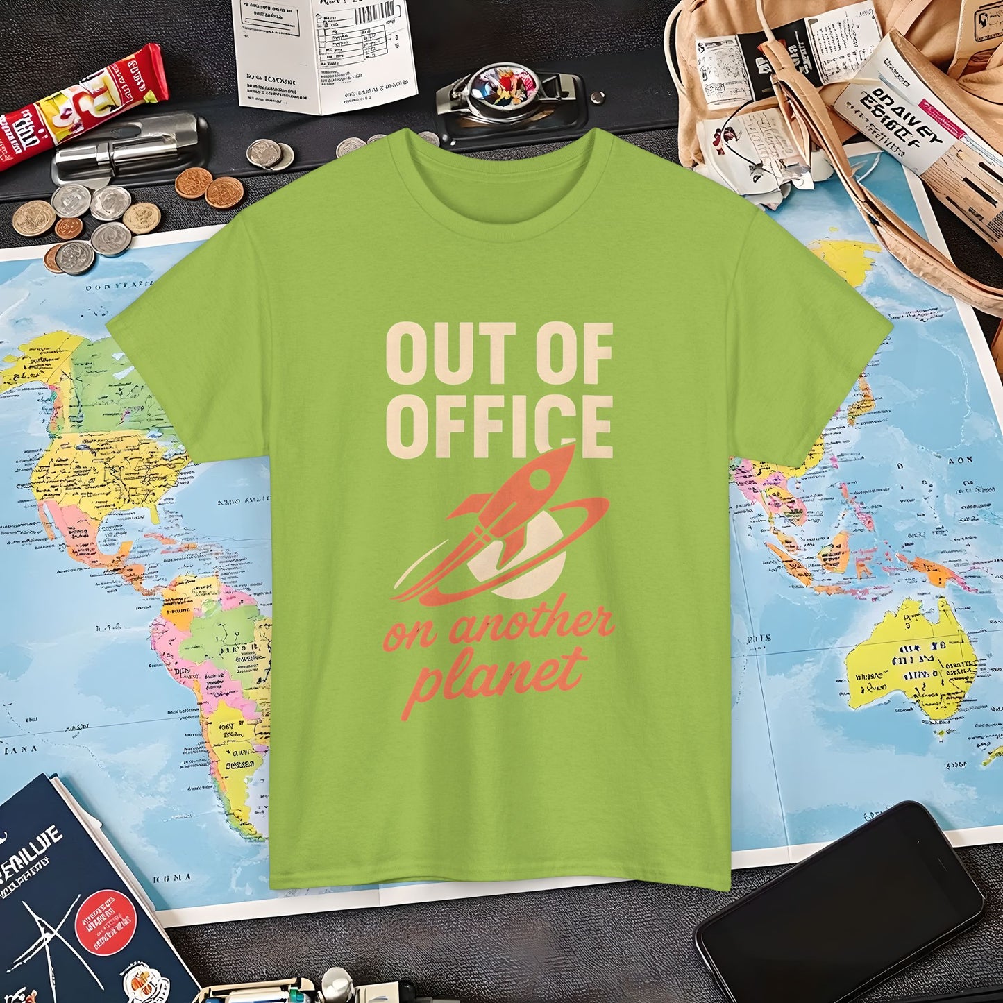 Out of Office, On Another Planet – Retro Rocket Escape Tee Air Travel T-Shirts | Jetsetter, Airport, and International Flight Tees