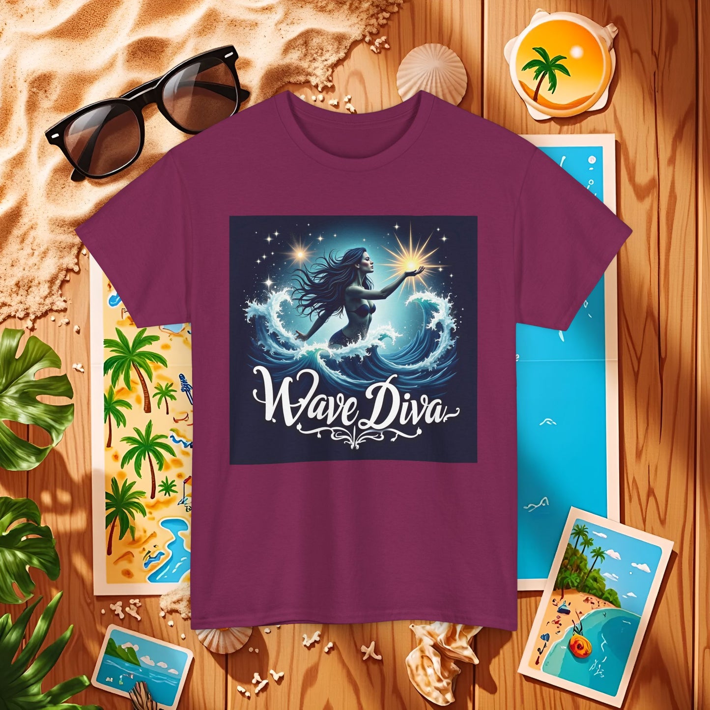 Celestial Waves Beach Travel T-Shirts | Tropical Vacation & Coastal Lifestyle Tees