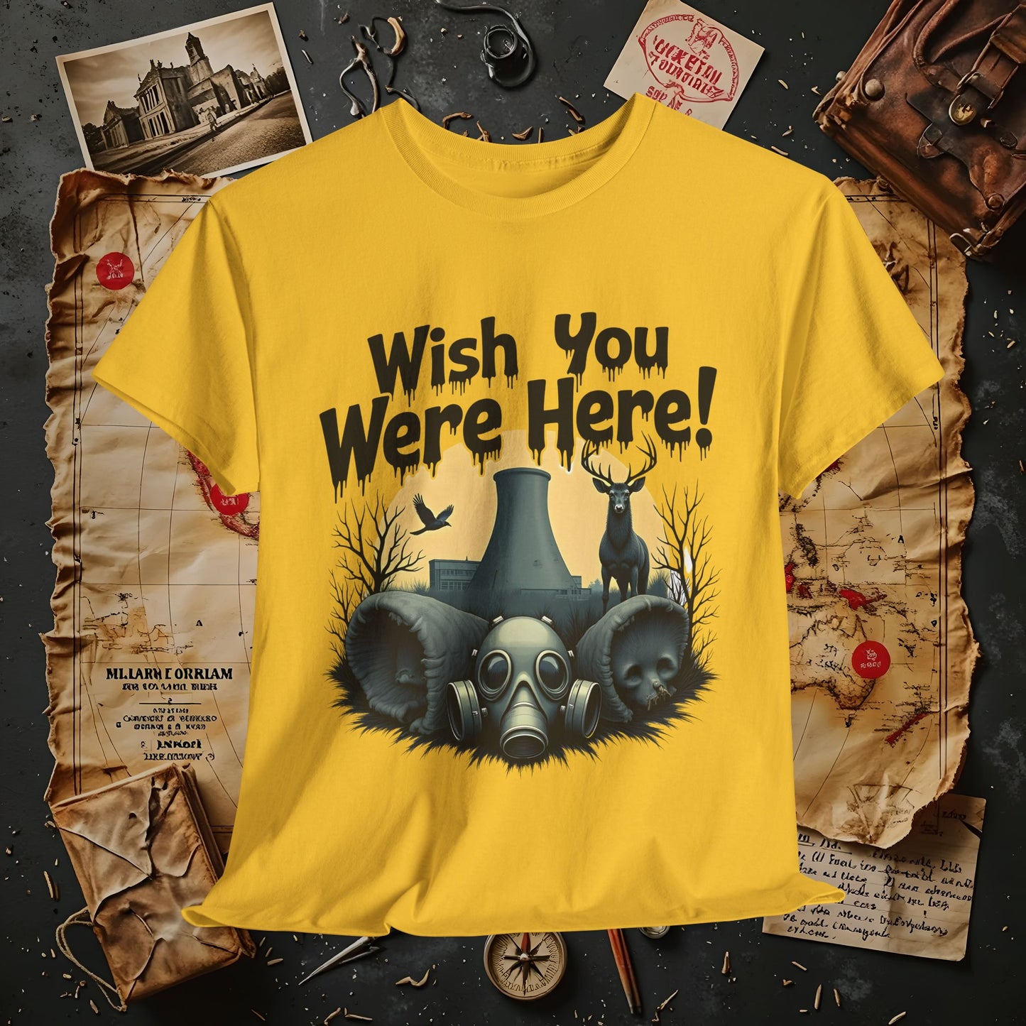 Spooky Vibes Tee - "Wish You Were Here!" Halloween T-Shirt, Unisex Tee, Ghost Graphic Tee, Halloween Gift, Casual Wear