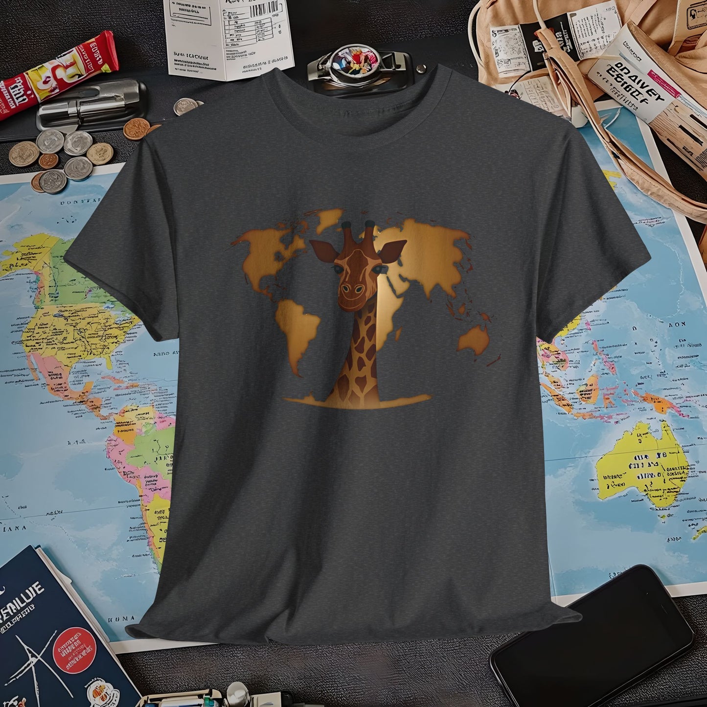 Giraffe Globe Air Travel T-Shirts | Jetsetter, Airport, and International Flight Tees