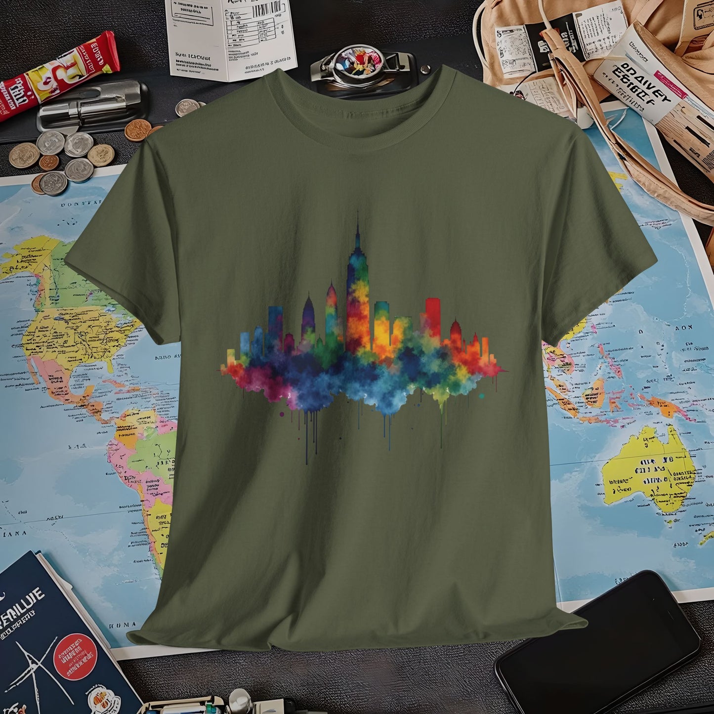 Vibrant Skyline T-Shirts | Jetsetter, Airport, and International Flight Tees