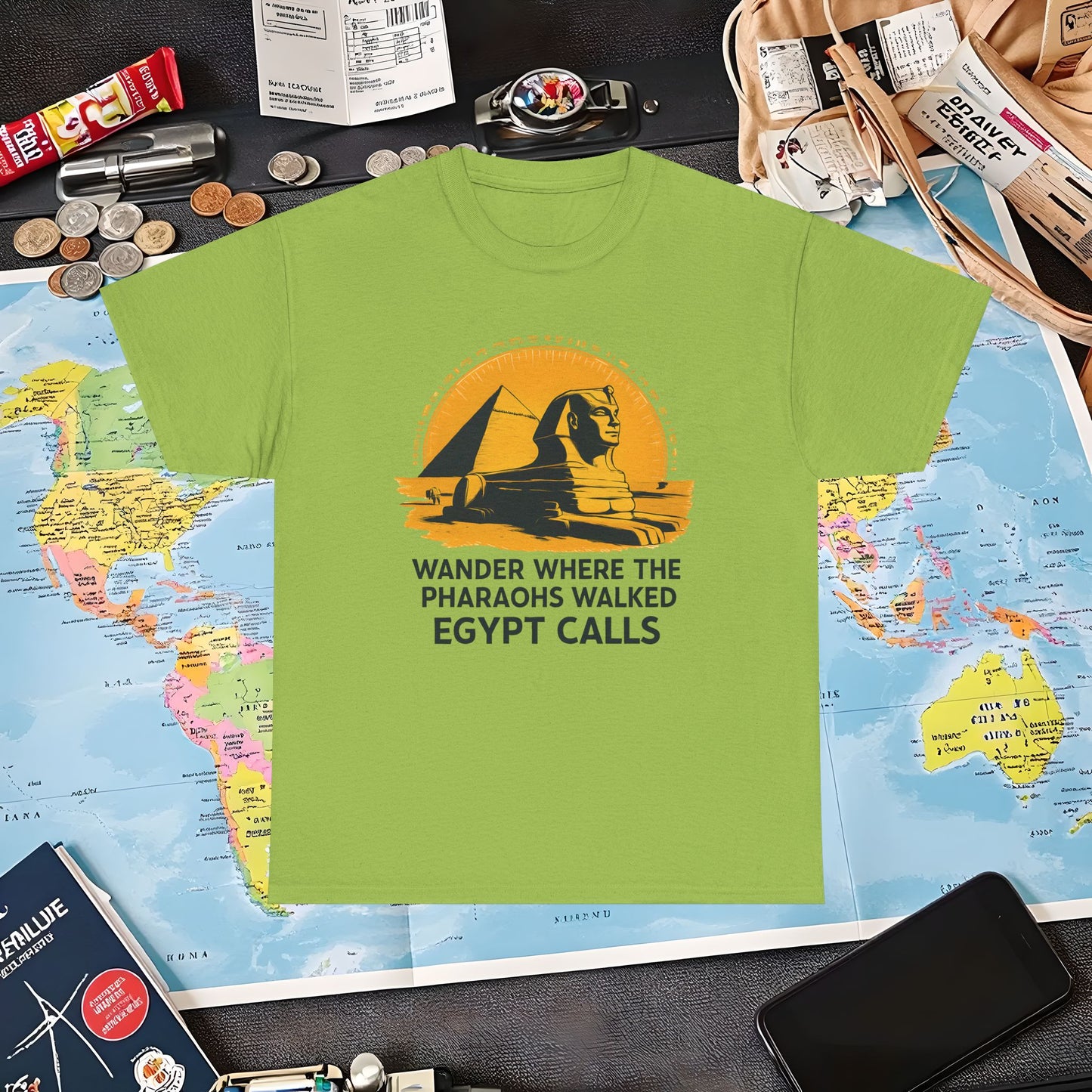 Wander Where Pharaohs Walked T-Shirt – Egypt Adventure Design Air Travel T-Shirts | Jetsetter, Airport, and International Flight Tees