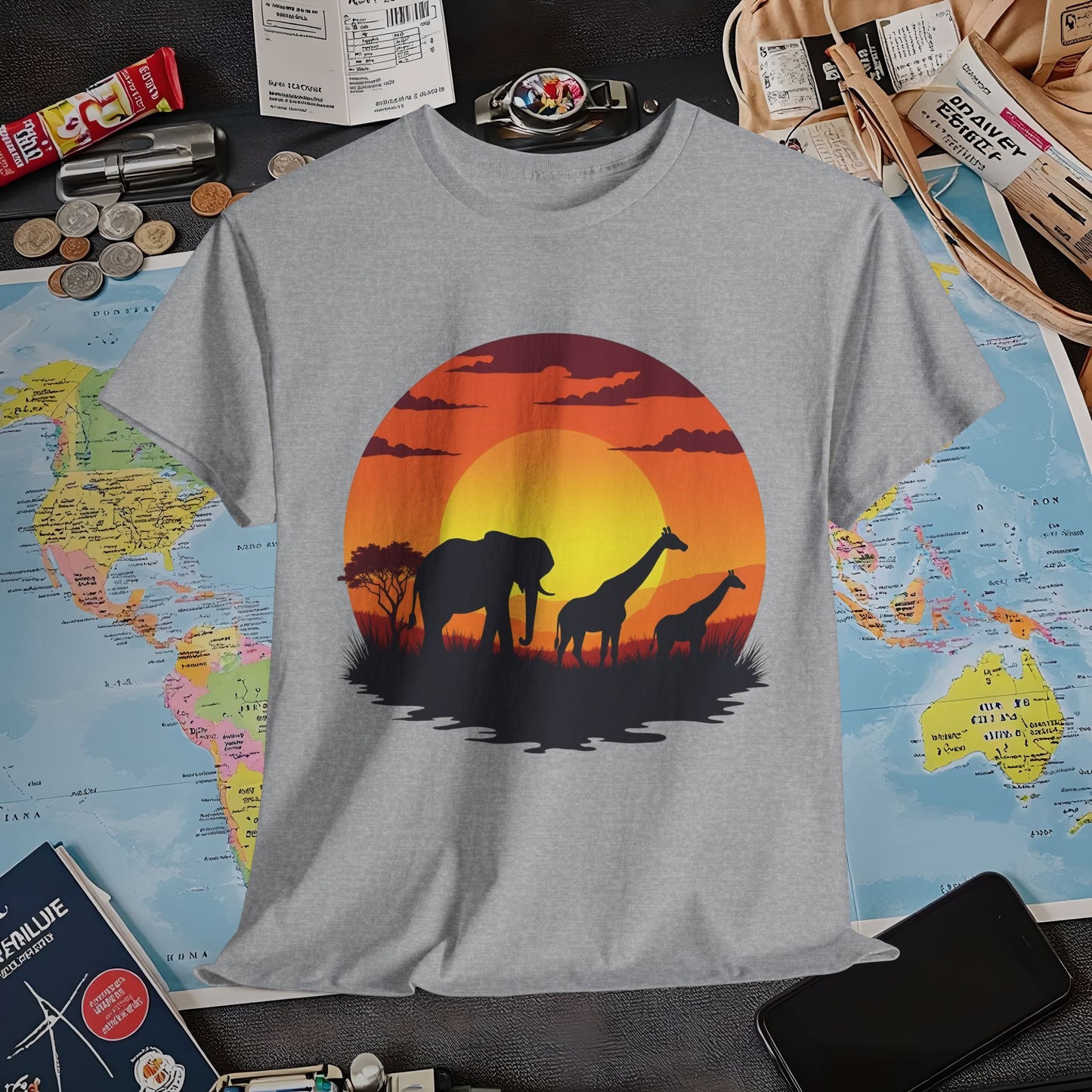 Savanna Silhouettes Air Travel T-Shirts | Jetsetter, Airport, and International Flight Tees