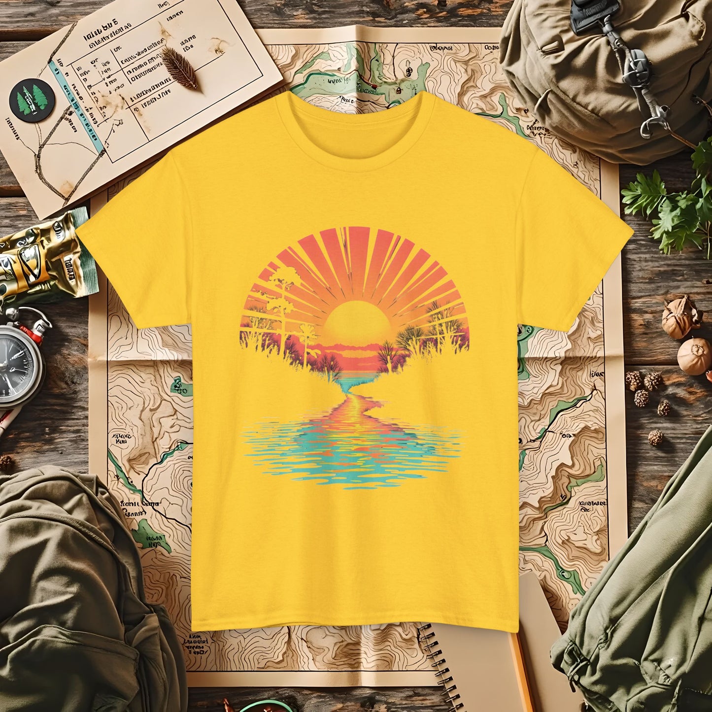 Quirky Sunset Outdoor Adventure T-Shirts | Camping, Hiking, Rafting & Kayaking Tees for Nature Lovers