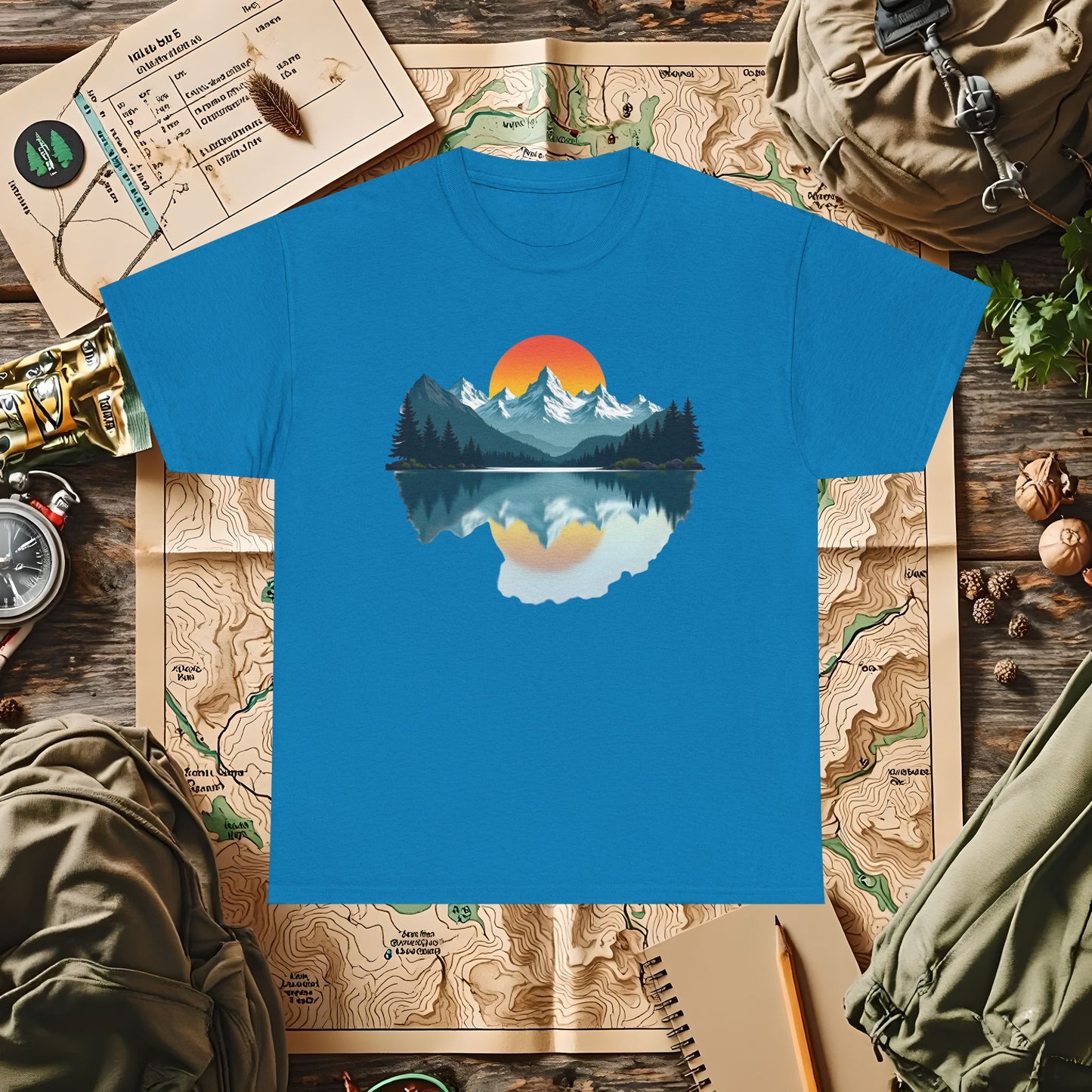 Mountain Reflection Outdoor Adventure T-Shirts | Camping, Hiking, Rafting & Kayaking Tees for Nature Lovers