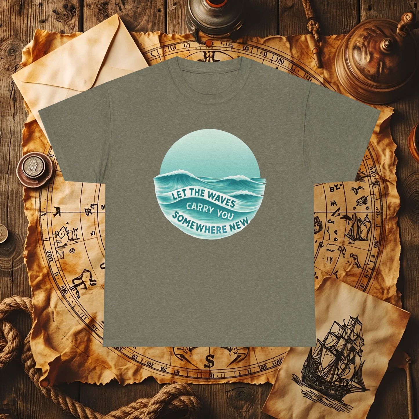 Let the Waves Carry You T-Shirt – Serene Travel & Ocean Escape Design | Funny & Stylish Tees for Ocean Adventures