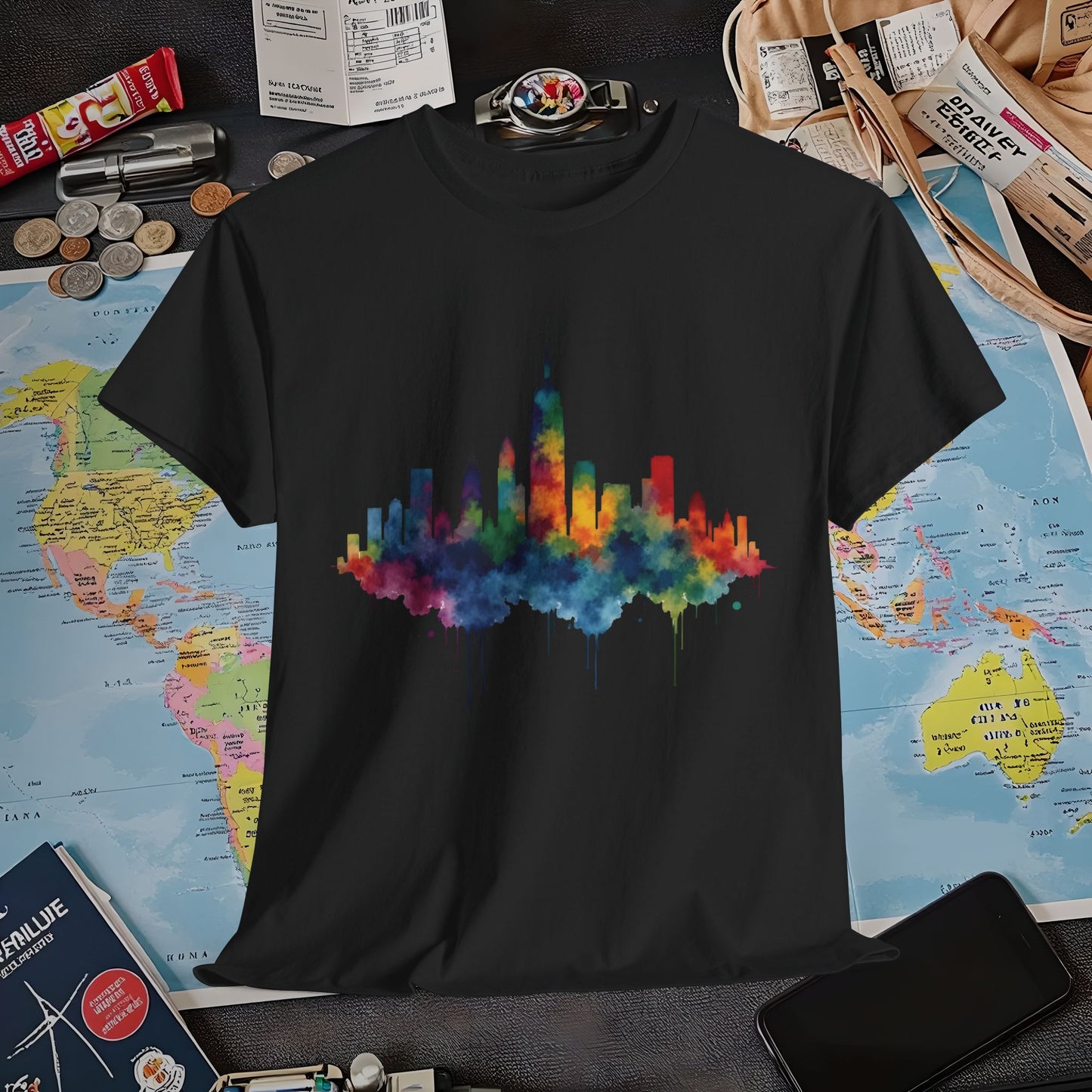 Vibrant Skyline T-Shirts | Jetsetter, Airport, and International Flight Tees