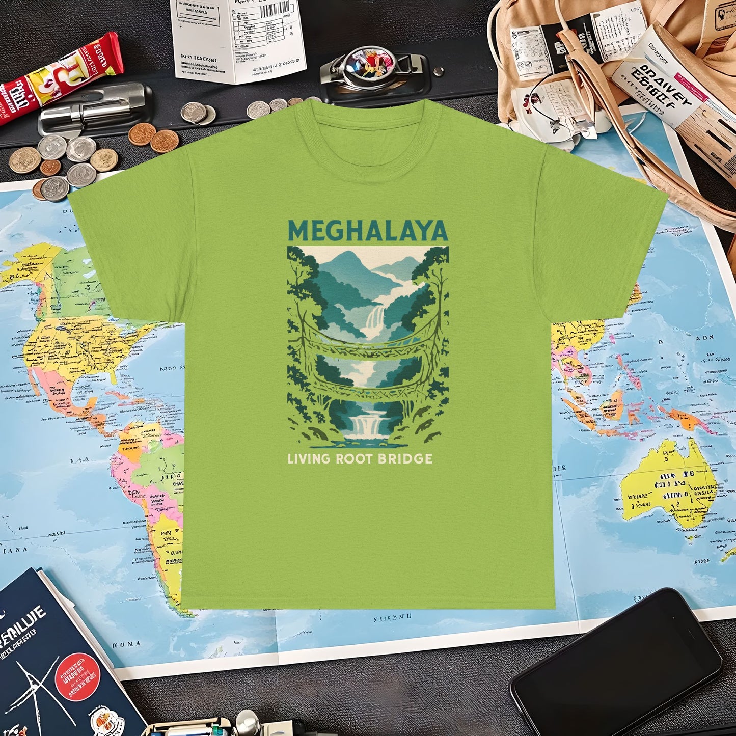 Living Root Bridges of Meghalaya – Hidden India Nature Adventure Tee Air Travel T-Shirts | Jetsetter, Airport, and International Flight Tees