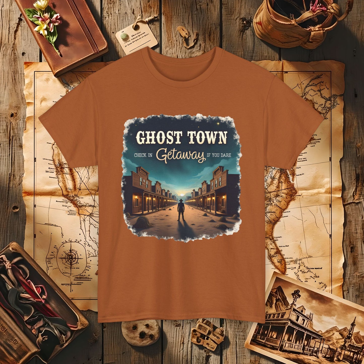 Ghost Town Getaway Western Travel T-Shirts | Desert, Ghost Town, and Cowboy-Inspired Adventure Tees