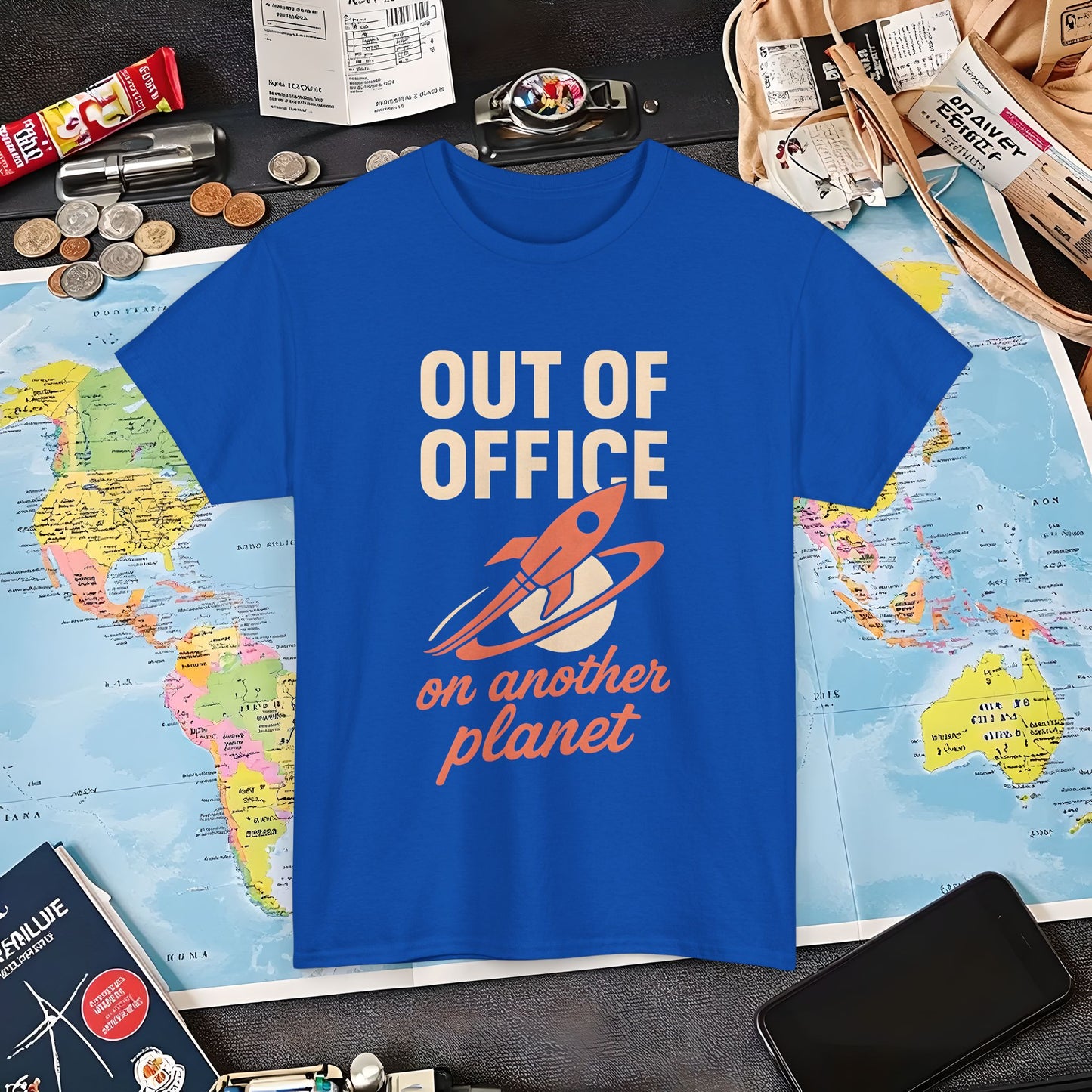 Out of Office, On Another Planet – Retro Rocket Escape Tee Air Travel T-Shirts | Jetsetter, Airport, and International Flight Tees