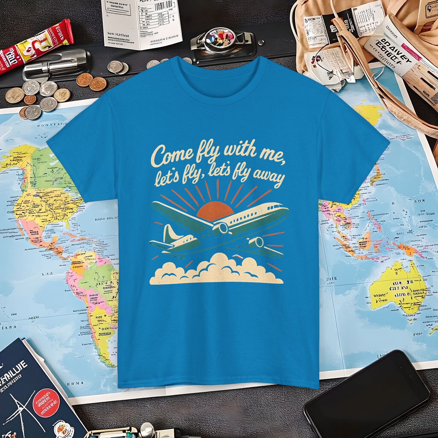 Come Fly With Me T-Shirt – Vintage Skybound Adventure with Retro Airplane DesignAir Travel T-Shirts | Jetsetter, Airport, and International Flight Tees