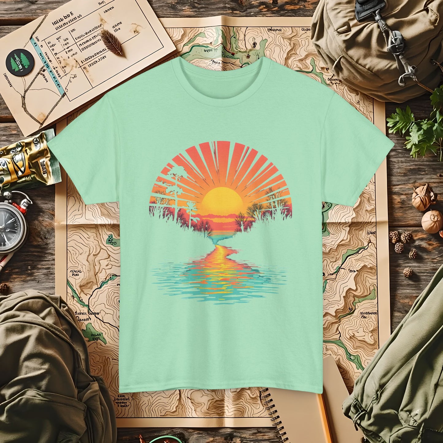 Quirky Sunset Outdoor Adventure T-Shirts | Camping, Hiking, Rafting & Kayaking Tees for Nature Lovers