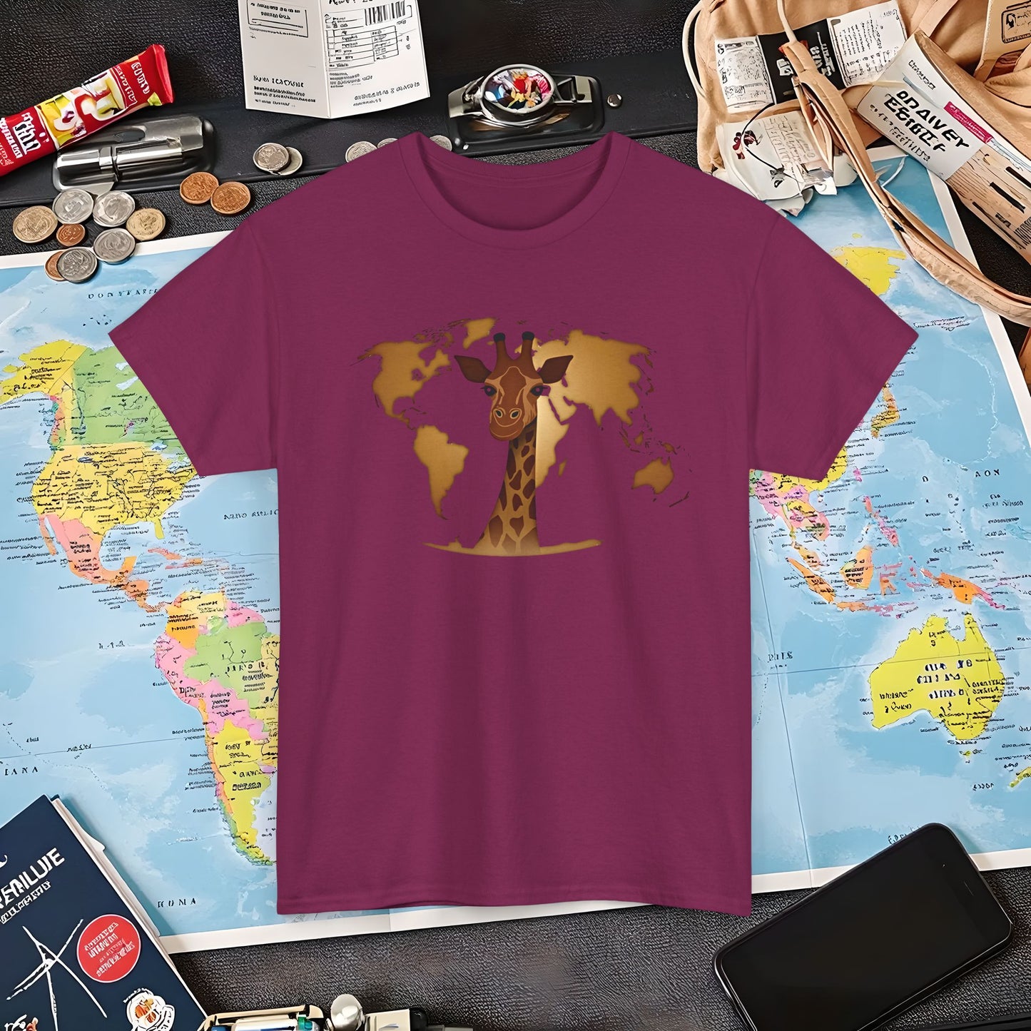 Giraffe Globe Air Travel T-Shirts | Jetsetter, Airport, and International Flight Tees