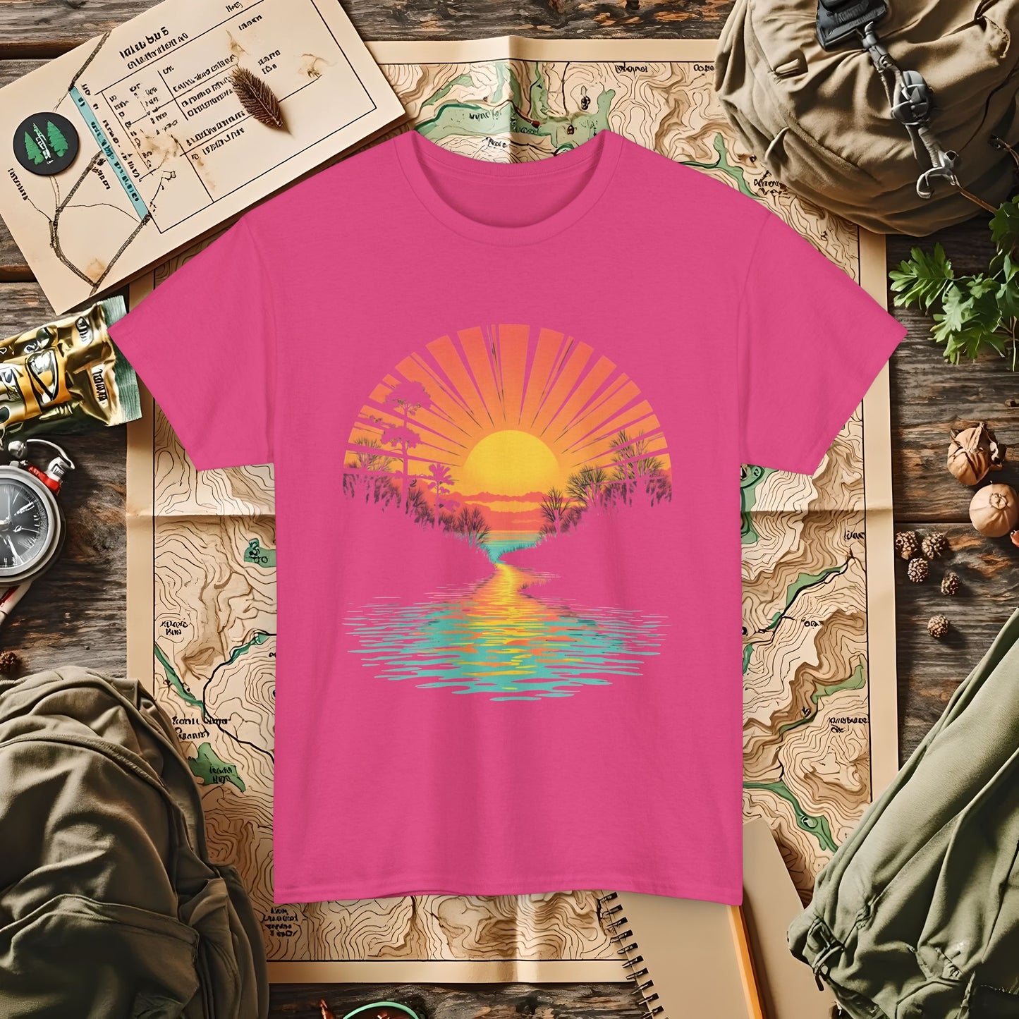 Quirky Sunset Outdoor Adventure T-Shirts | Camping, Hiking, Rafting & Kayaking Tees for Nature Lovers