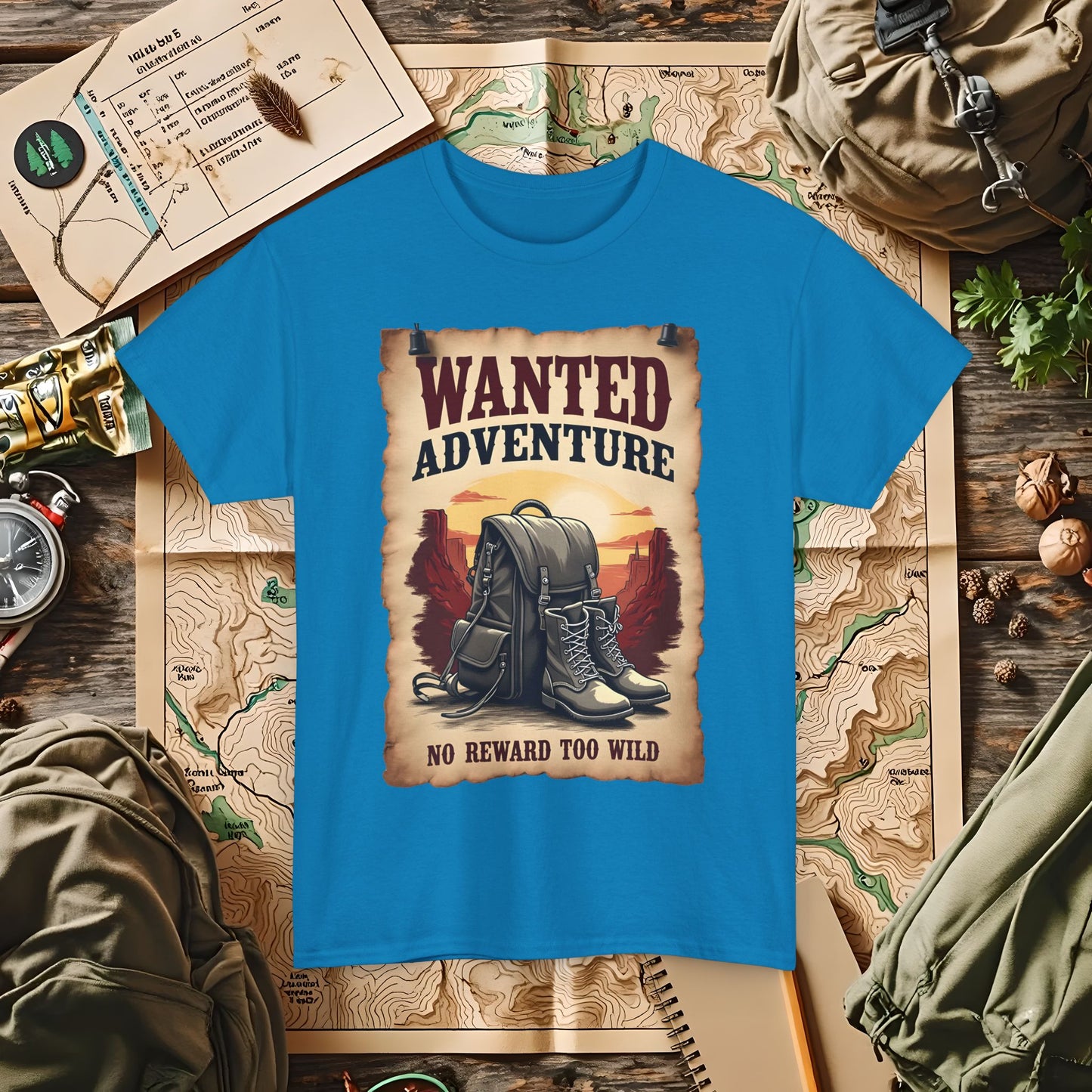 Wanted Adventure, No Reward too Wild, Outdoor Adventure T-Shirts | Camping, Hiking, Rafting & Kayaking Tees for Nature Lovers