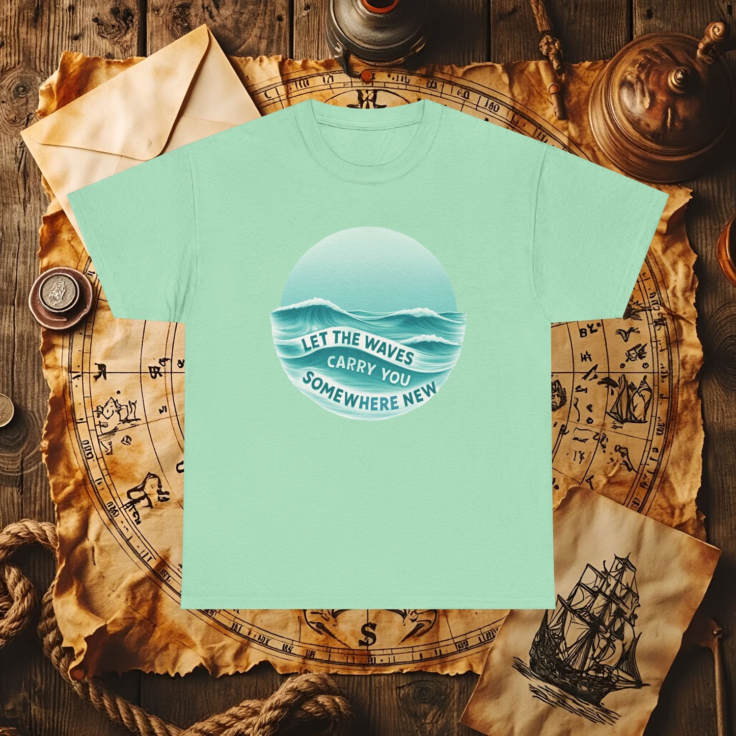 Let the Waves Carry You T-Shirt – Serene Travel & Ocean Escape Design | Funny & Stylish Tees for Ocean Adventures