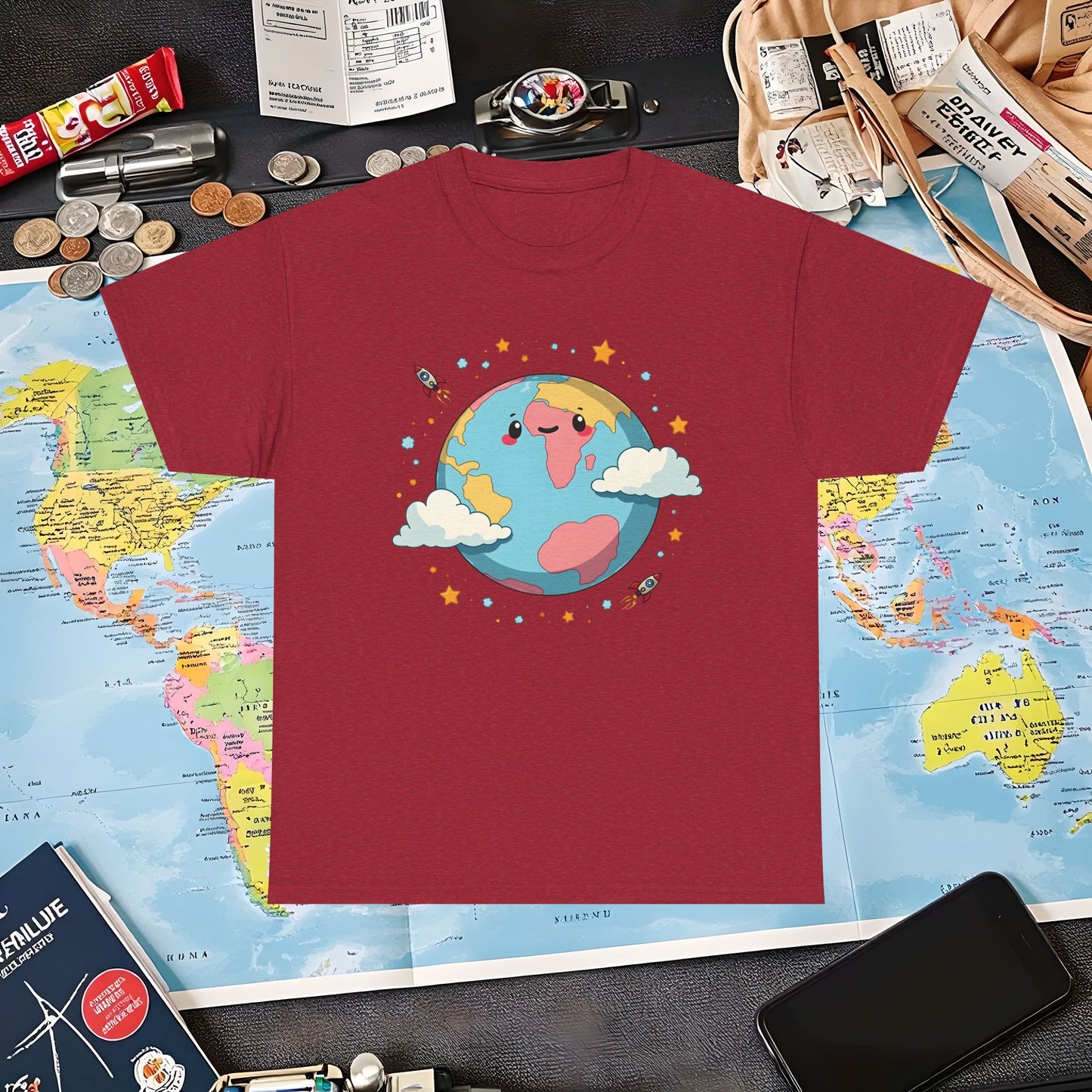 Kawaii Globe Air Travel T-Shirts | Jetsetter, Airport, and International Flight Tees