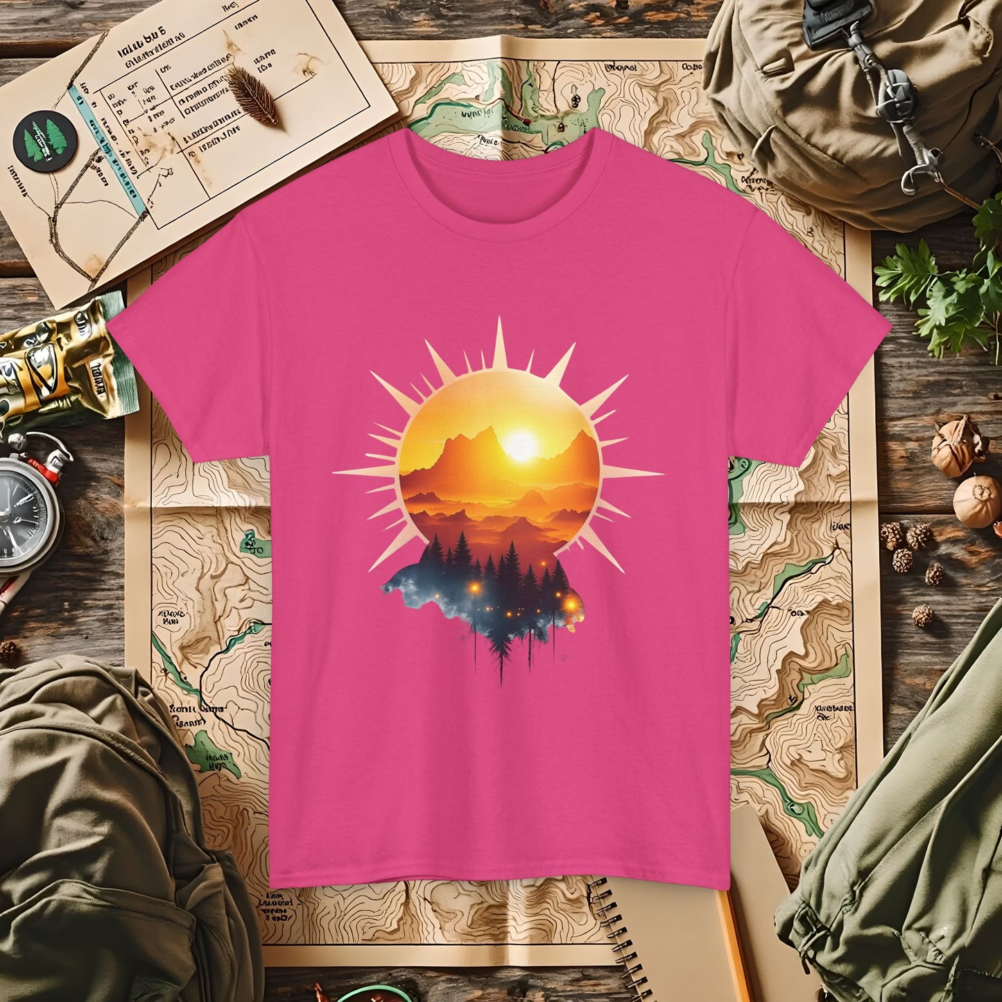 Golden Horizon Outdoor Adventure T-Shirts | Camping, Hiking, Rafting & Kayaking Tees for Nature Lovers