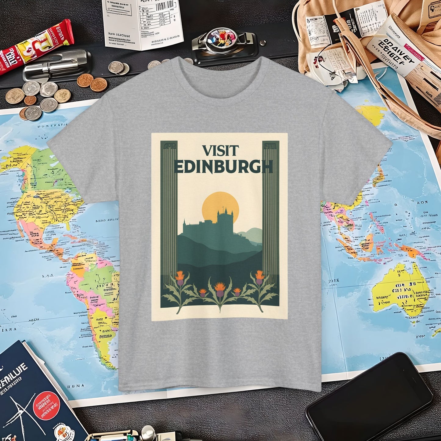 Edinburgh Poster Air Travel T-Shirts | Jetsetter, Airport, and International Flight Tees