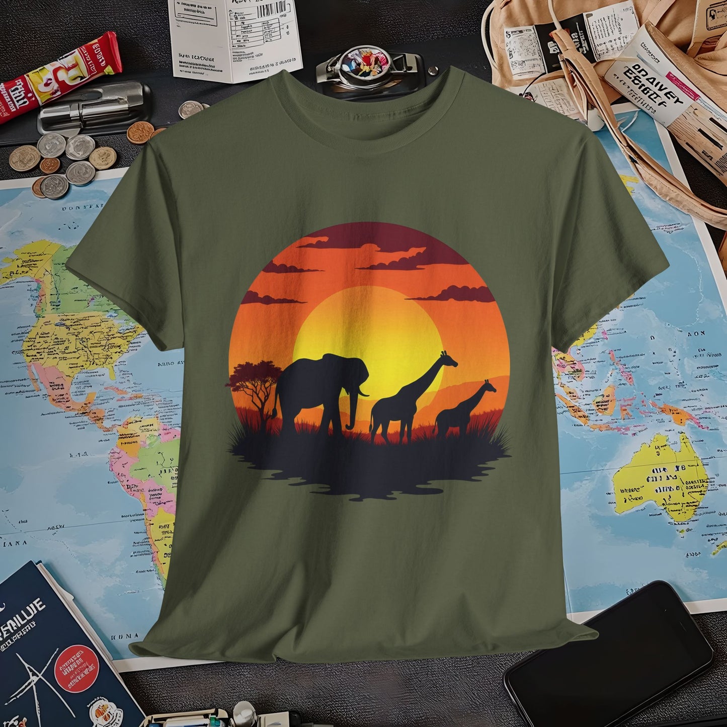 Savanna Silhouettes Air Travel T-Shirts | Jetsetter, Airport, and International Flight Tees