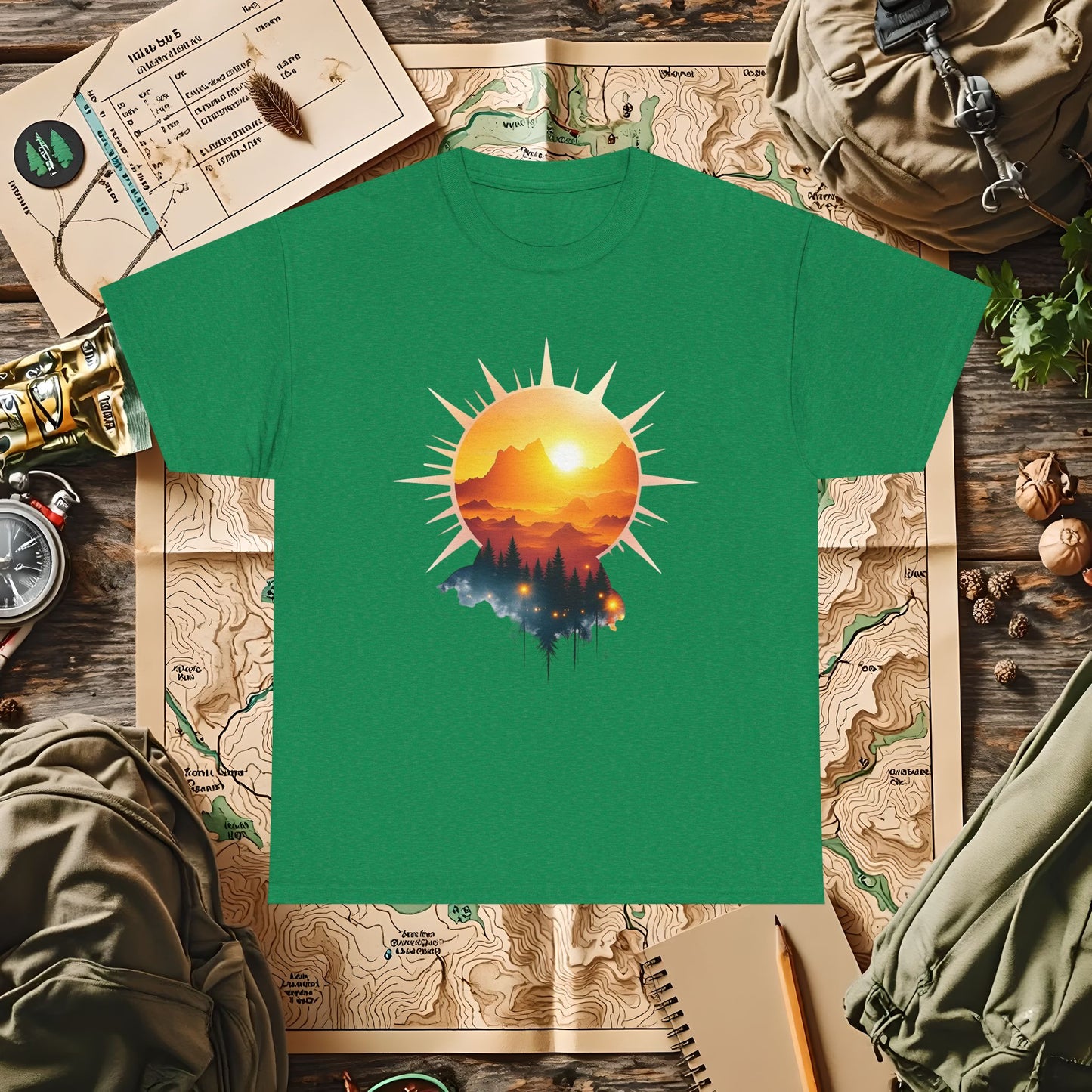 Golden Horizon Outdoor Adventure T-Shirts | Camping, Hiking, Rafting & Kayaking Tees for Nature Lovers