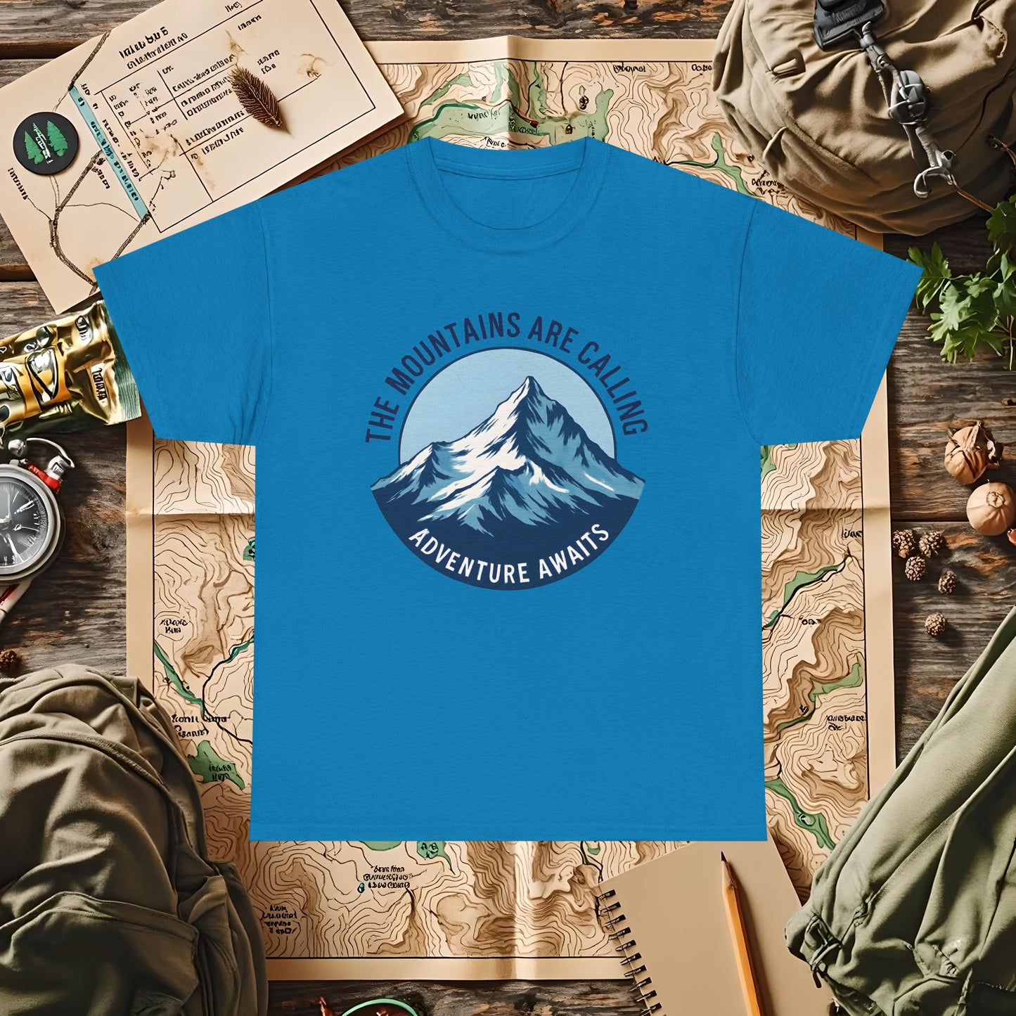 The Mountains Are Calling, Adventure Awaits Outdoor Adventure T-Shirts | Camping, Hiking, Rafting & Kayaking Tees for Nature Lovers