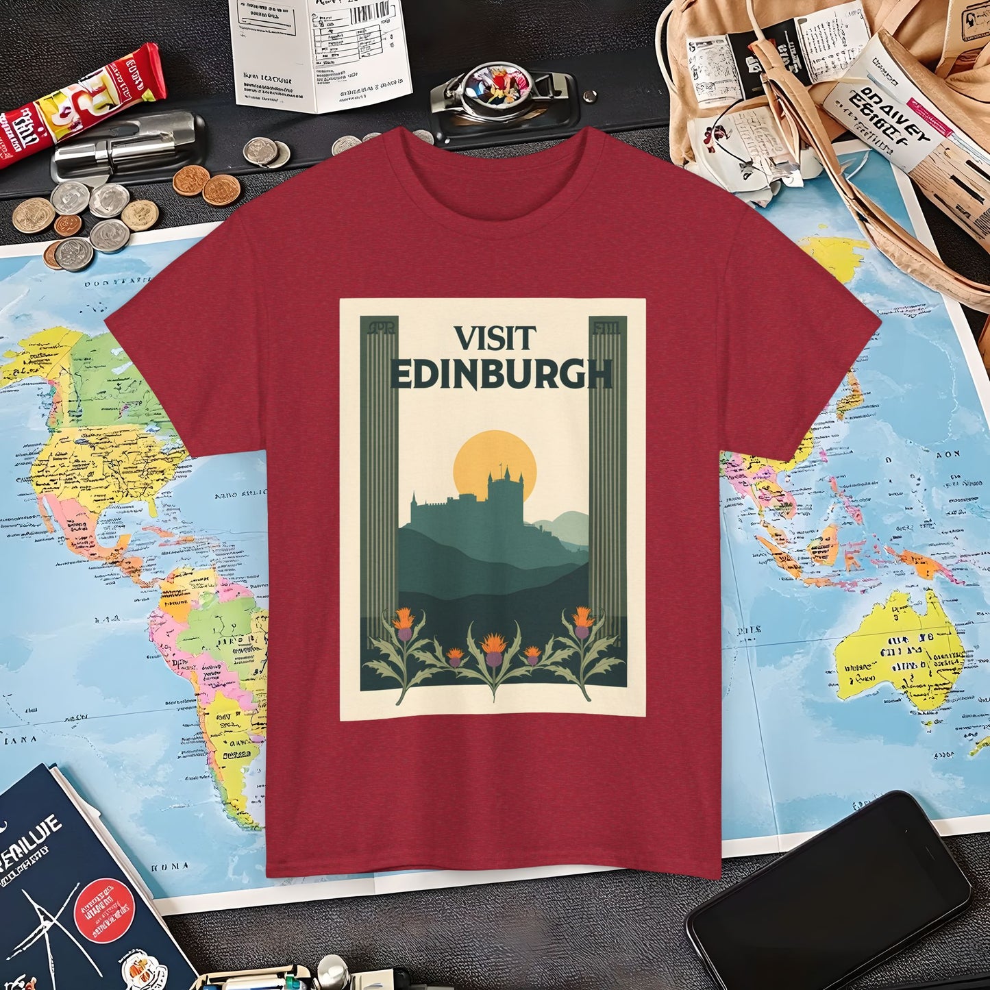 Edinburgh Poster Air Travel T-Shirts | Jetsetter, Airport, and International Flight Tees