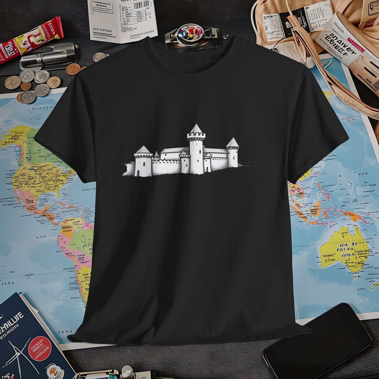 Castle Skyline Air Travel T-Shirts | Jetsetter, Airport, and International Flight Tees