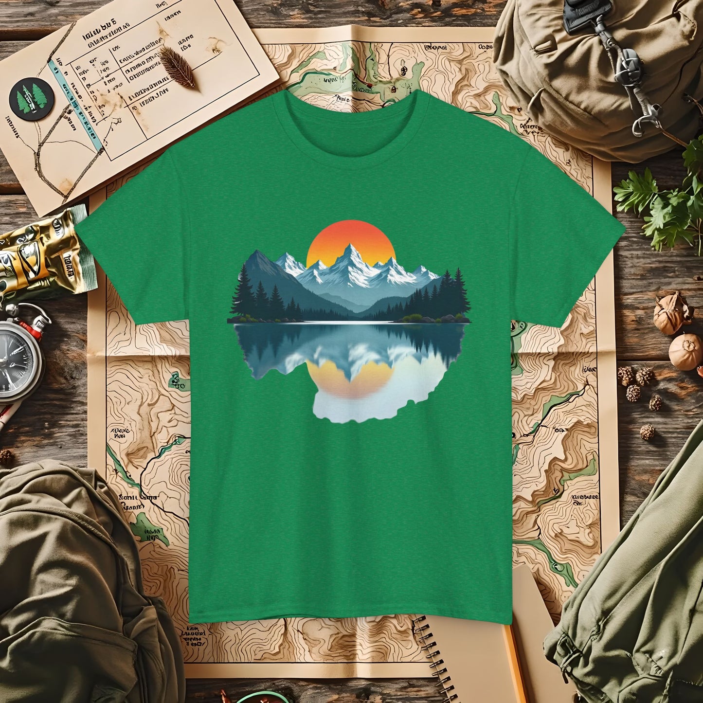 Mountain Reflection Outdoor Adventure T-Shirts | Camping, Hiking, Rafting & Kayaking Tees for Nature Lovers