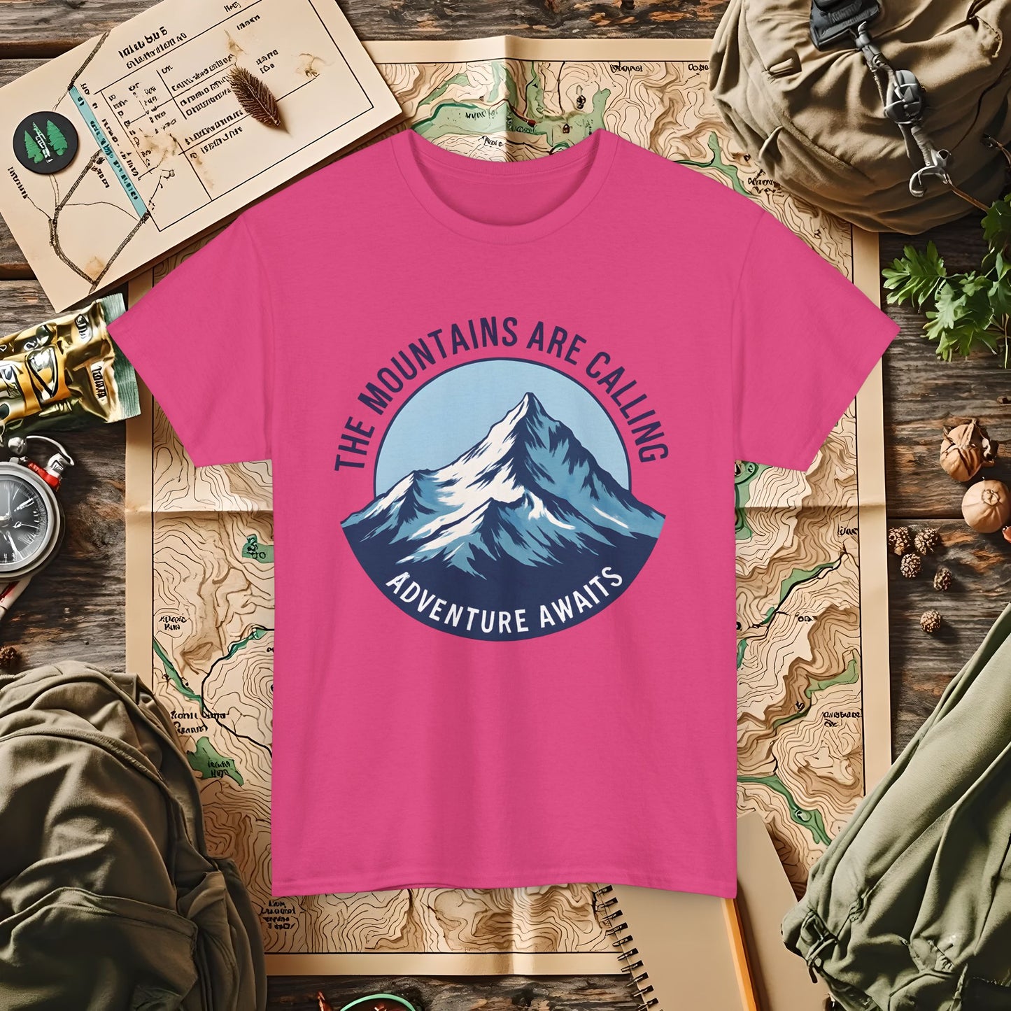 The Mountains Are Calling, Adventure Awaits Outdoor Adventure T-Shirts | Camping, Hiking, Rafting & Kayaking Tees for Nature Lovers