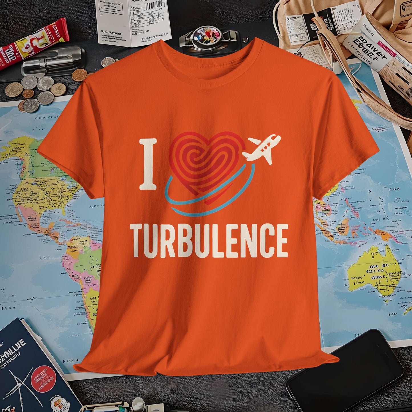 I ♥ Turbulence – Funny Aviation Graphic Tee for Pilots & Frequent Flyers Air Travel T-Shirts | Jetsetter, Airport, and International Flight Tees
