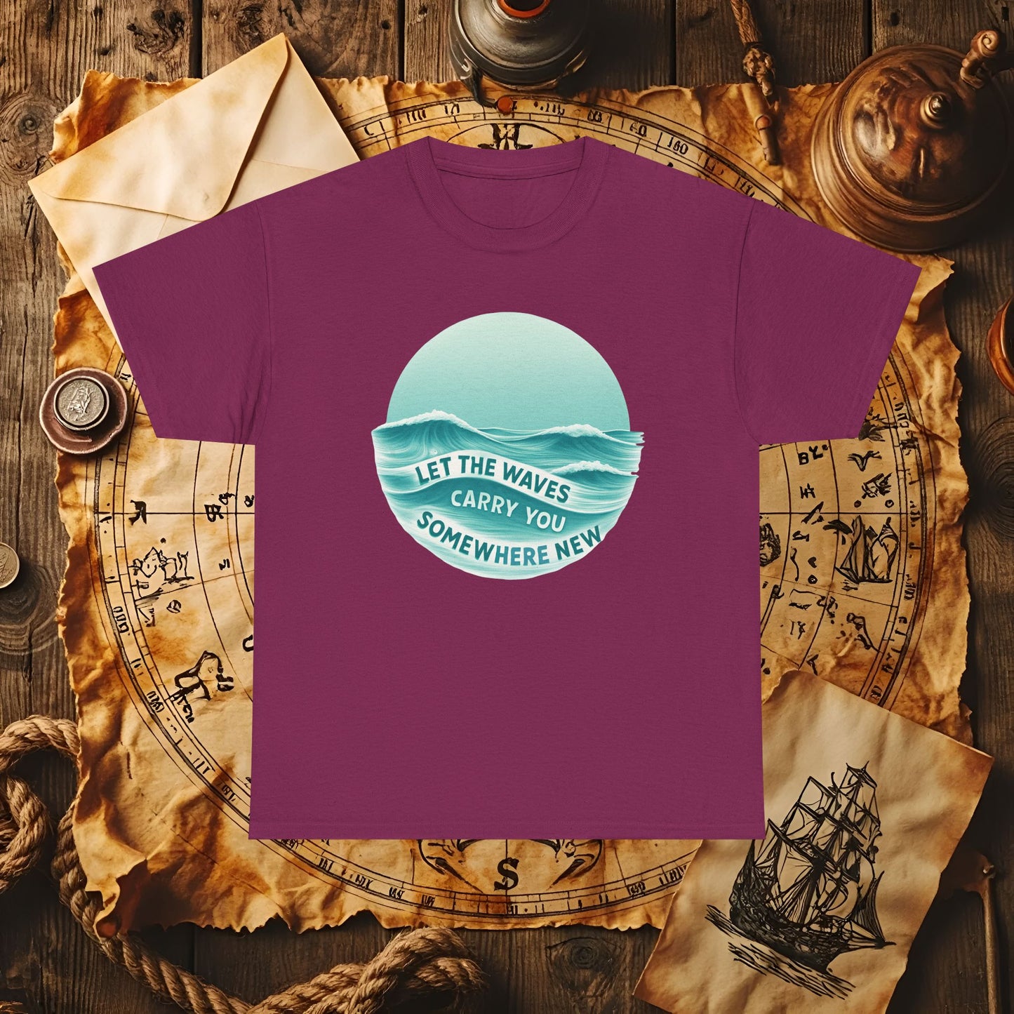 Let the Waves Carry You T-Shirt – Serene Travel & Ocean Escape Design | Funny & Stylish Tees for Ocean Adventures