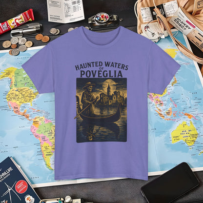 Skeletal Gondolier of Haunted Poveglia – Dark Venetian Ghost Travel Tee| Layover Club Air Travel T-Shirts | Jetsetter, Airport, and International Flight Tees