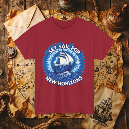 Set Sail for New Horizons T-Shirt – Old Tall Ship on Rough Water Design | Funny & Stylish Tees for Ocean Adventures