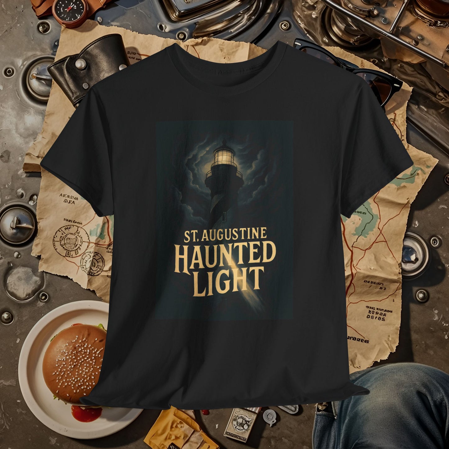 St. Augustine Haunted Lighthouse Florida Shirt – Stormy Night Dark Tourism Tee | Car, RV, and Motorcycle Adventure Tees