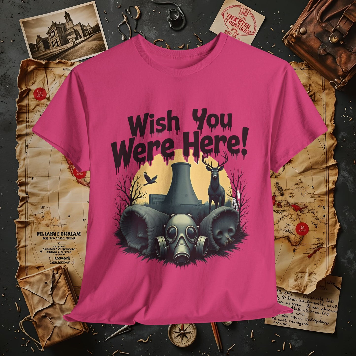 Spooky Vibes Tee - "Wish You Were Here!" Halloween T-Shirt, Unisex Tee, Ghost Graphic Tee, Halloween Gift, Casual Wear