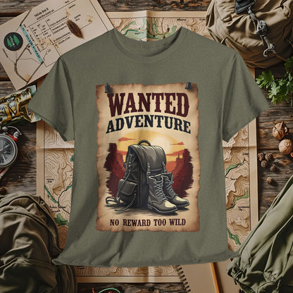 Wanted Adventure, No Reward too Wild, Outdoor Adventure T-Shirts | Camping, Hiking, Rafting & Kayaking Tees for Nature Lovers