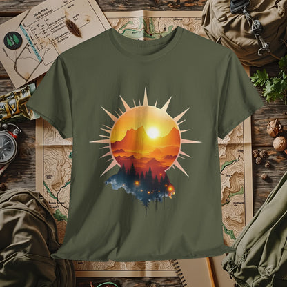 Golden Horizon Outdoor Adventure T-Shirts | Camping, Hiking, Rafting & Kayaking Tees for Nature Lovers