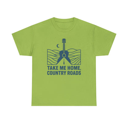 Take Me Home, Country Roads T-Shirt – Guitar Horizon & Open Highway Design Road Trip & Vehicle Travel T-Shirts | Car, RV, and Motorcycle Adventure Tees