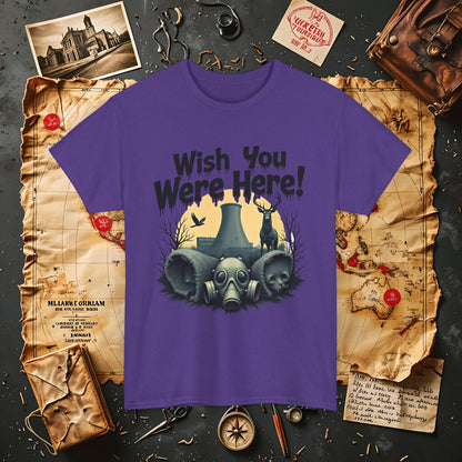 Spooky Vibes Tee - "Wish You Were Here!" Halloween T-Shirt, Unisex Tee, Ghost Graphic Tee, Halloween Gift, Casual Wear