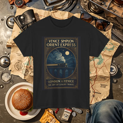 Orient Express at Night – Art Deco Venice Simplon Midnight Train Tee Road Trip & Vehicle Travel T-Shirts | Car, RV, and Motorcycle Adventure Tees