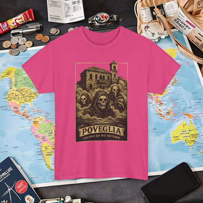 Poveglia Haunt – Ghostly Apparitions in Venetian Fog Tee – Haunted Italy Travel Shirt | Layover Club Air Travel T-Shirts | Jetsetter, Airport, and International Flight Tees