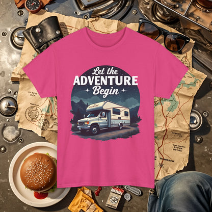 Adventure Awaits Road Trip & Vehicle Travel T-Shirts | Car, RV, and Motorcycle Adventure Tees